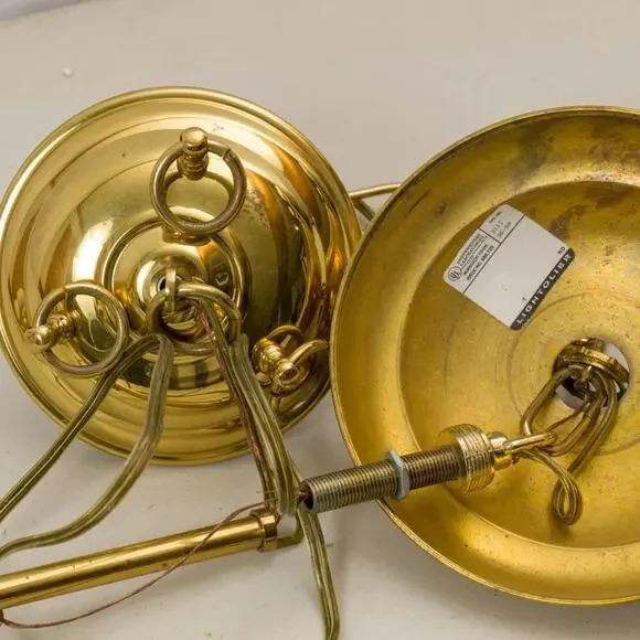 Alabaster Brass Hanging Bowl Chandelier Lightolier